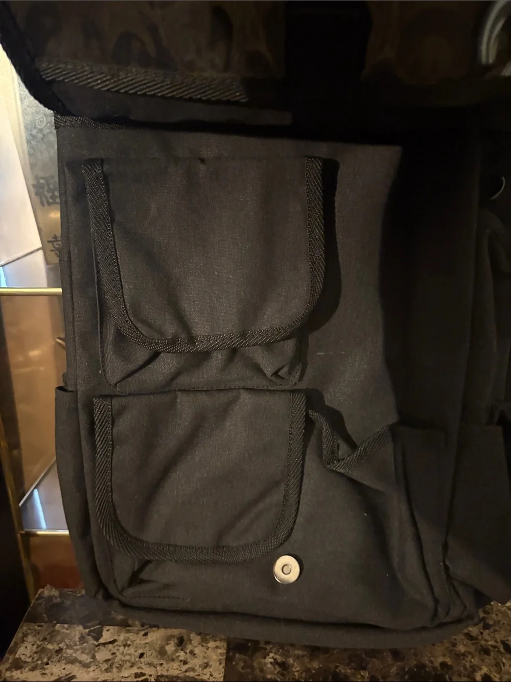 Men's Black Messenger Bag with Front Zip Pocket
